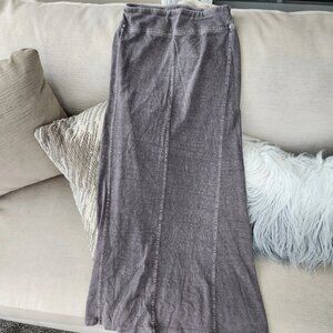 Poetry Gray Striped Hemp & Cotton Maxi Pull On Skirt size 2 lagenlook